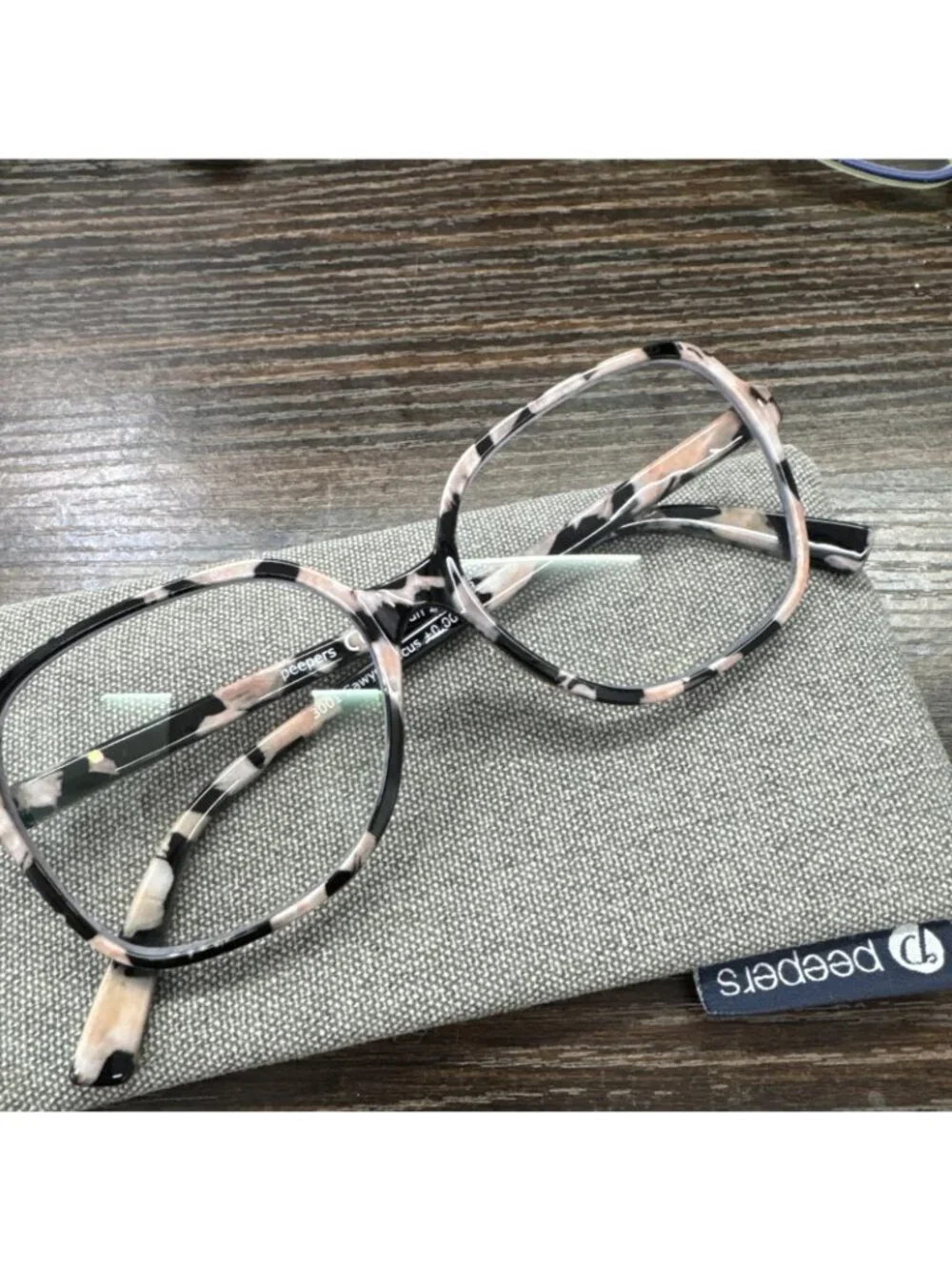Peepers Sawyer Focus 3001 Reading Glasses Pink  Tortoiseshell Square Big +0.00